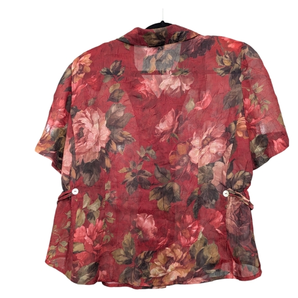 K WOMAN | Y2K Women's Sheer Blouse  | Floral | Plus Size 18W - Picture 7 of 10